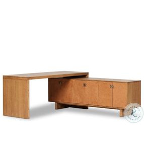 Posada Amber Oak Veneer 78" L-Shaped Desk
