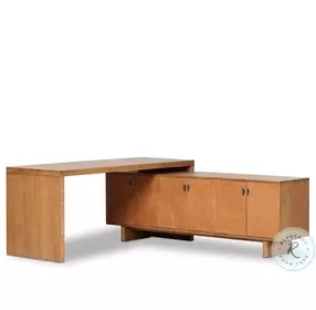 Posada Amber Oak Veneer 78" L-Shaped Desk