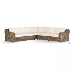 Messina Chunky Sand Woven Outdoor 3 Piece Sectional