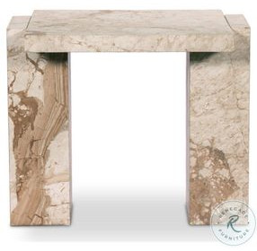 Romano Desert Taupe Marble Rectangular End Table