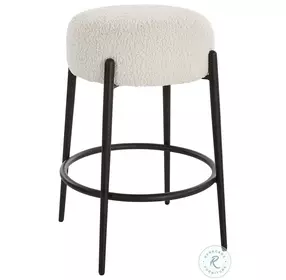 Arles White Faux shearling Counter Height Stool