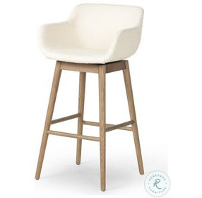 Hannah Kerbey Ivory Performance Fabric Swivel Bar Stool