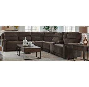 Country Club Chocolate 6 Piece Modular Power Reclining Sectional with USB Charging