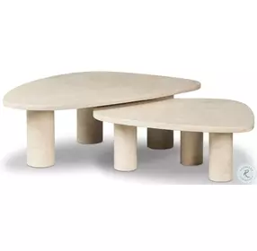 Zion Cream Marble Coffee Table Set