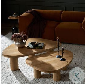 Zion Natural Oak Free Form Nesting Coffee Table Set