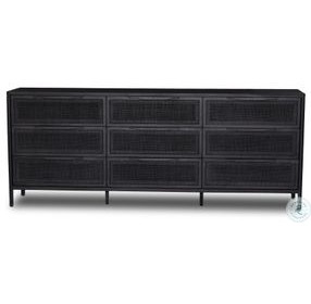 Sydney Black Cane 9 Drawer Dresser