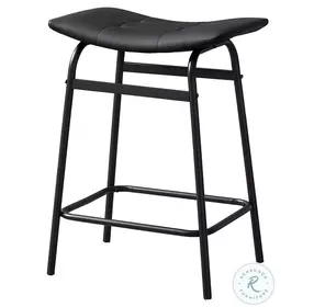 2384 Black Leather Look Bar Stool Set Of 2