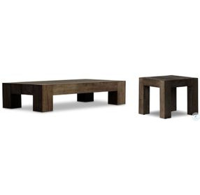 Abaso Ebony Rustic Wormwood Oak Rectangular Occassional Table Set