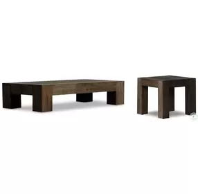 Abaso Ebony Rustic Wormwood Oak Rectangular Occassional Table Set