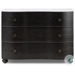 Tiago Distressed Black Marble 3 Drawer Chest