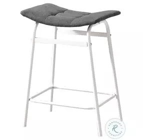 2387 Grey Fabric And White Metal Counter Height Stool Set Of 2