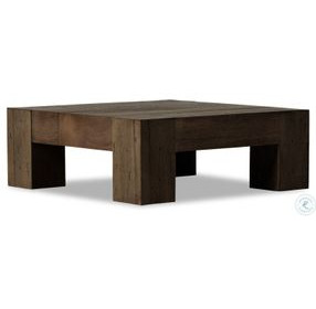 Abaso Ebony Rustic Wormwood Oak Small Square Coffee Table