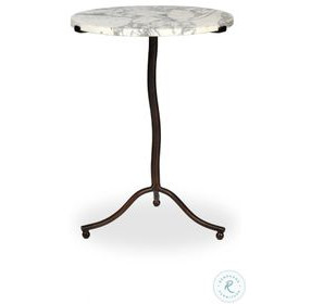 Sophie Veined White Marble Round End Table