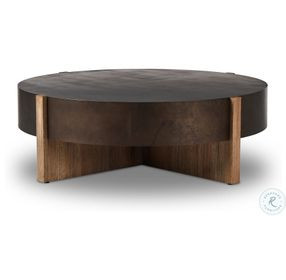 Bingham Distressed Iron Large Round Coffee Table