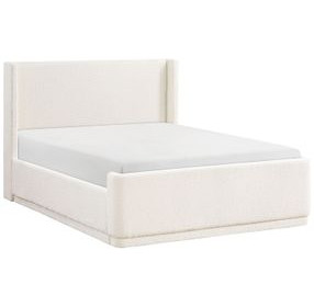 Carmel Beige Queen Upholstered Platform Bed