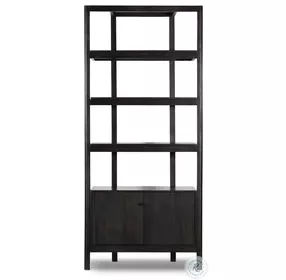 Reza Worn Black Parawood Bookcase