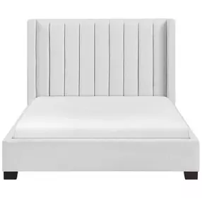 Emerson Beige Full Bed Upholstered Low Profile Bed
