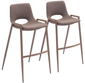 Desi Brown and Walnut Bar Stool Set of 2