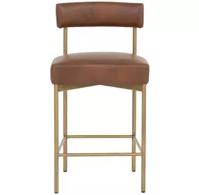 Seneca Bravo Cognac Upholstered Counter Height Stool