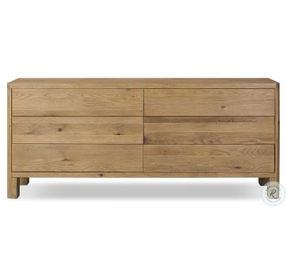 Noeline Resawn Worn Oak Veneer 6 Drawer Dresser