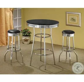2405 Black and Chrome Bar Table Set