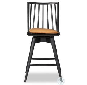 Lewis Whiskey Saddle Swivel Counter Height Stool