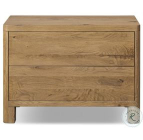 Noeline Resawn Worn Oak Veneer 2 Drawer Nightstand