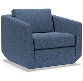 Veronica Blue Upholstered Swivel Chair