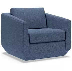 Veronica Blue Upholstered Swivel Chair