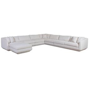Veronica Beige 6 Piece Modular Sectional with Pillows and Ottoman