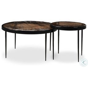 Yoko Smoked Brown Cast Glass Round Nesting Tables