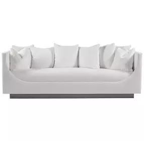 Claudette Cream Bench Seat 95" Sofa with Throw Pillows