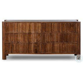 Ezri Carved Cocoa Oak 6 Drawer Dresser