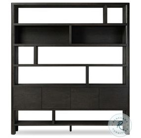 Noeline Smoked Black Oak Wide Bookcase