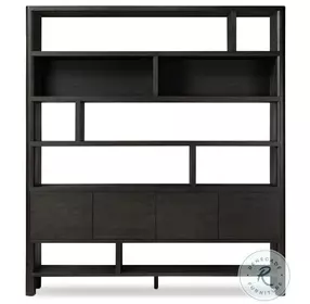 Noeline Smoked Black Oak Wide Bookcase