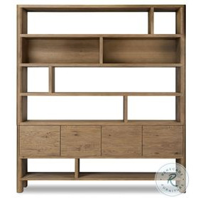 Noeline Worn Oak Wide Bookcase