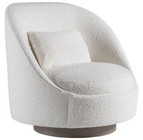 Genevieve White Upholstered Swivel Chair with Pillow
