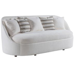 Genevieve Ivory Bench Seat Sofa with Ivory and Stripes Pillows