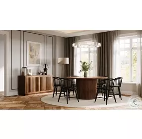 Auden Chestnut Fluted Pedestal 60" Round Dining Room Set