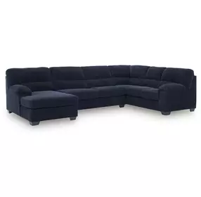 SimpleJoy Navy 3 Piece Modular Sectional with LAF Chaise