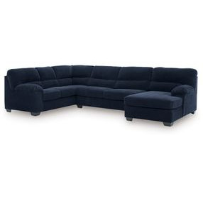 SimpleJoy Navy 3 Piece Modular Sectional with RAF Chaise