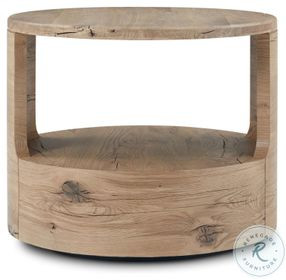 Matheus Natural Reclaimed French Oak Round End Table