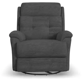 Sophisticated Steel Performance Fabric Swivel Gliding Power Recliner with Power Lumbar and USB Charging