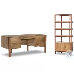 Reza Smoked Honey Drawer Home Office Set