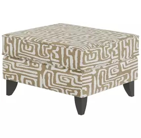 Durango Pewter White and Brown Performance Fabric Upholstered Rectangular Accent Ottoman
