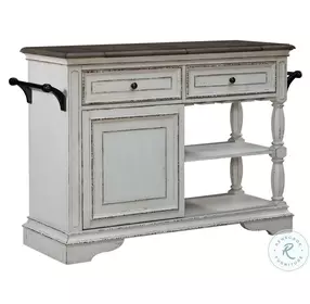 Magnolia Manor Antique White And Weathered Bark Bar Cart
