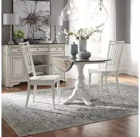 Southern Manor Antique White and Weathered Bark 3 Piece Extendable Dining Set