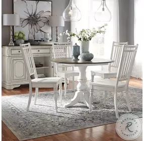 Camellia Manor Antique White And Weathered Bark Drop Leaf Dining Room Set