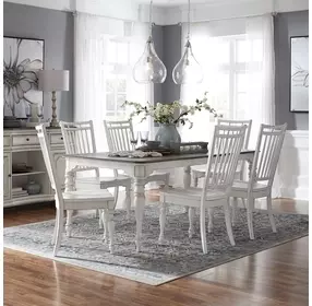 Southern Manor Antique White and Weathered Bark 7 Piece Extendable Gathering Dining Set