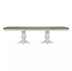 Southern Manor Antique White and Weathered Bark 124" Extendable Rectangular Dining Table